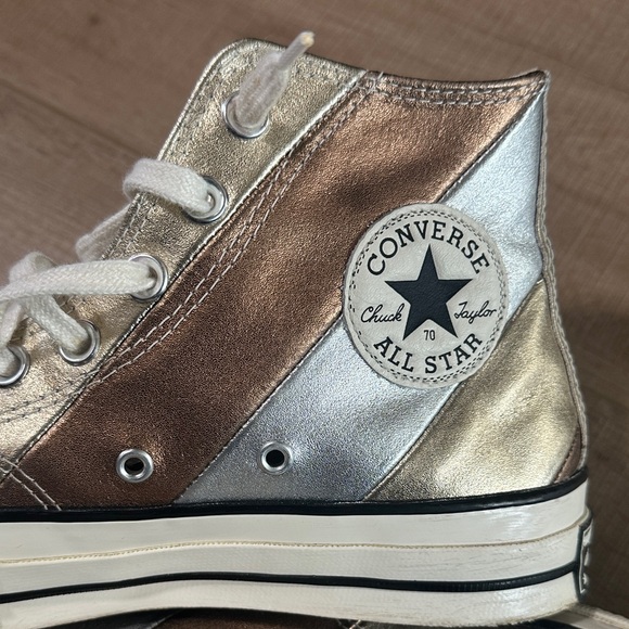 Converse High Top Sneakers in Metallic Gold and Copper-Tone - Picture 8 of 16